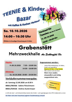 Teeniebazar Flyer-Nummernvergabe Oktober. 2026 Teeniebazar Flyer-Nummernvergabe Oktober. 2026