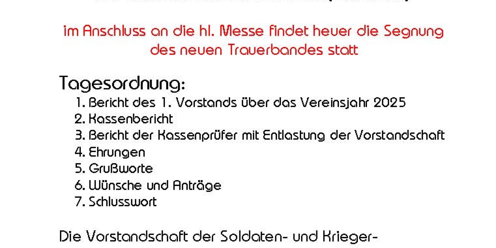 Einladung zur JHV2025, © ©Soldaten- und Kriegerkameradschaft Grabenstätt Einladung zur JHV2025, © ©Soldaten- und Kriegerkameradschaft Grabenstätt
