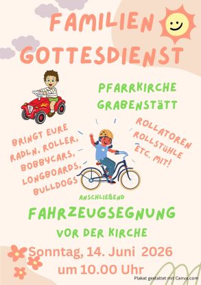 Kath. Pfarrgemeinde Grabenstätt: Familiengottesdienst mit Fahrzeugsegnung, © kath. Pfarrgemeinde Grabenstätt Kath. Pfarrgemeinde Grabenstätt: Familiengottesdienst mit Fahrzeugsegnung, © kath. Pfarrgemeinde Grabenstätt