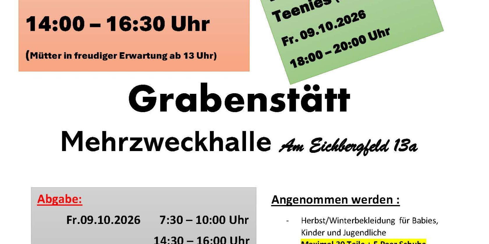 Teeniebazar Flyer-Nummernvergabe Oktober. 2026