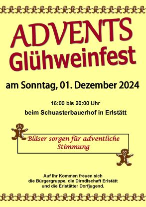 Adventsglühweinfest - Plakat 2024, © Bürgergruppe, die Dirndlschaft Erlstätt, Erlstätter Dorfjugend