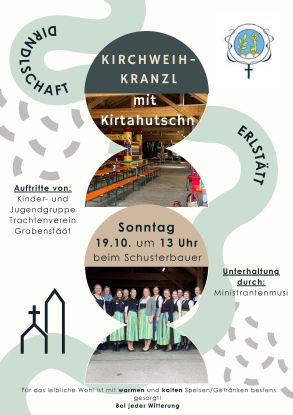 Dirndlschaft Erlstätt: Kirchweihkranzl mit Kirtahutschn, © ©Dirndlschaft Erlstätt
