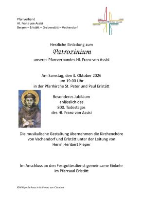 Pfarrverband Heiliger Franz von Assisi: Patrozinium in der Erlst&auml;tter Pfarrkirche